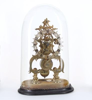 Lot 801 - VICTORIAN BRASS SKELETON MANTEL CLOCK