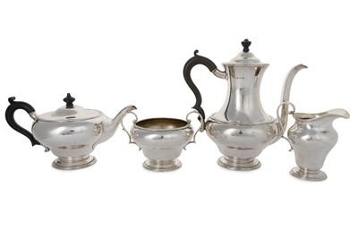 Lot 14 - GEORGE V SILVER FOUR PIECE TEA AND COFFEE SERVICE