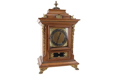 Lot 820 - VICTORIAN WALNUT MANTEL CLOCK