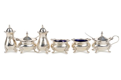 Lot 23 - SILVER FOUR PIECE CRUET SET