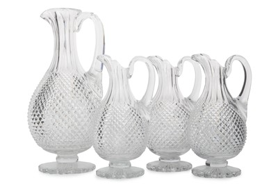 Lot 1193 - ATTRIBUTED TO WATERFORD, SET OF FOUR CRYSTAL JUGS