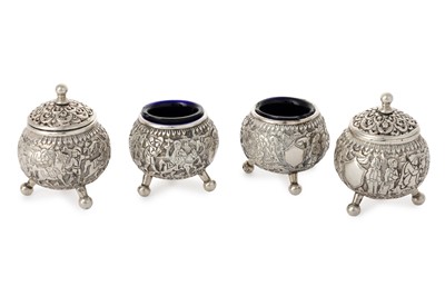 Lot 785 - INDIAN WHITE METAL CRUET SET