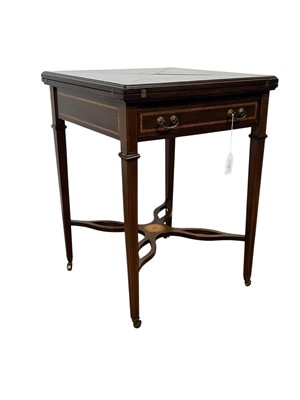 Lot 1201 - EDWARDIAN INLAID MAHOGANY ENVELOPE CARD TABLE