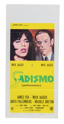Lot 334 - MICK JAGGER PERFORMANCE ORIGINAL ITALIAN MOVIE POSTER WARNER BROS