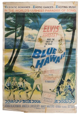 Lot 336 - ELVIS PRESLEY VINTAGE “BLUE HAWAII” ORIGINAL MOVIE POSTER