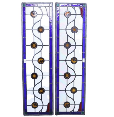Lot 1678 - PAIR OF ART DECO LEADED GLASS PANELS