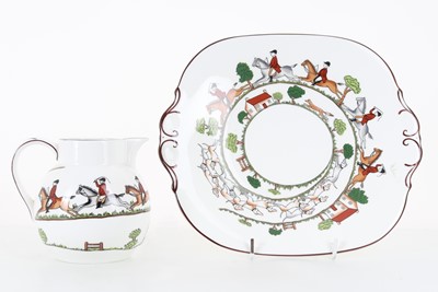 Lot 1208 - 'HUNTING SCENE' PART TEA SERVICE