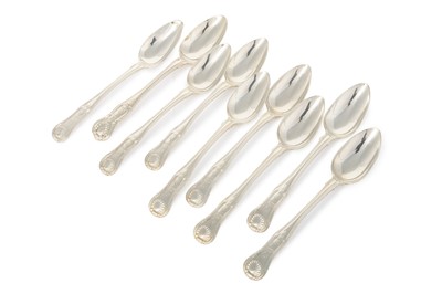 Lot 46 - NINE GEORGE III SILVER TEASPOONS