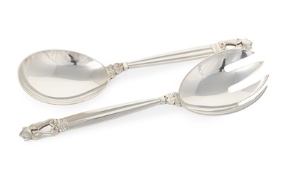 Lot 50 - PAIR OF GEORG JENSEN SILVER SALAD SERVERS