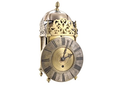 Lot 830 - VICTORIAN BRASS LANTERN CLOCK