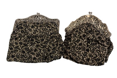 Lot 1213 - TWO FRENCH SILVER AND EMBROIDERED EVENING PURSES