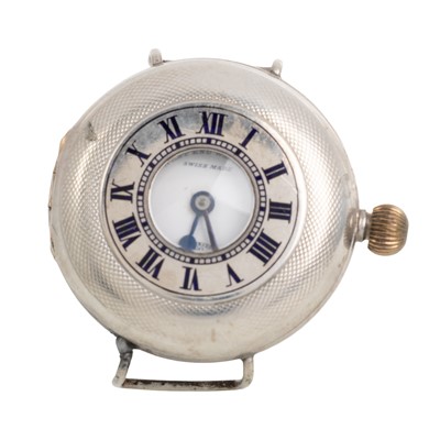 Lot 821 - WWI SILVER CASED DEMI HUNTER WRIST WATCH