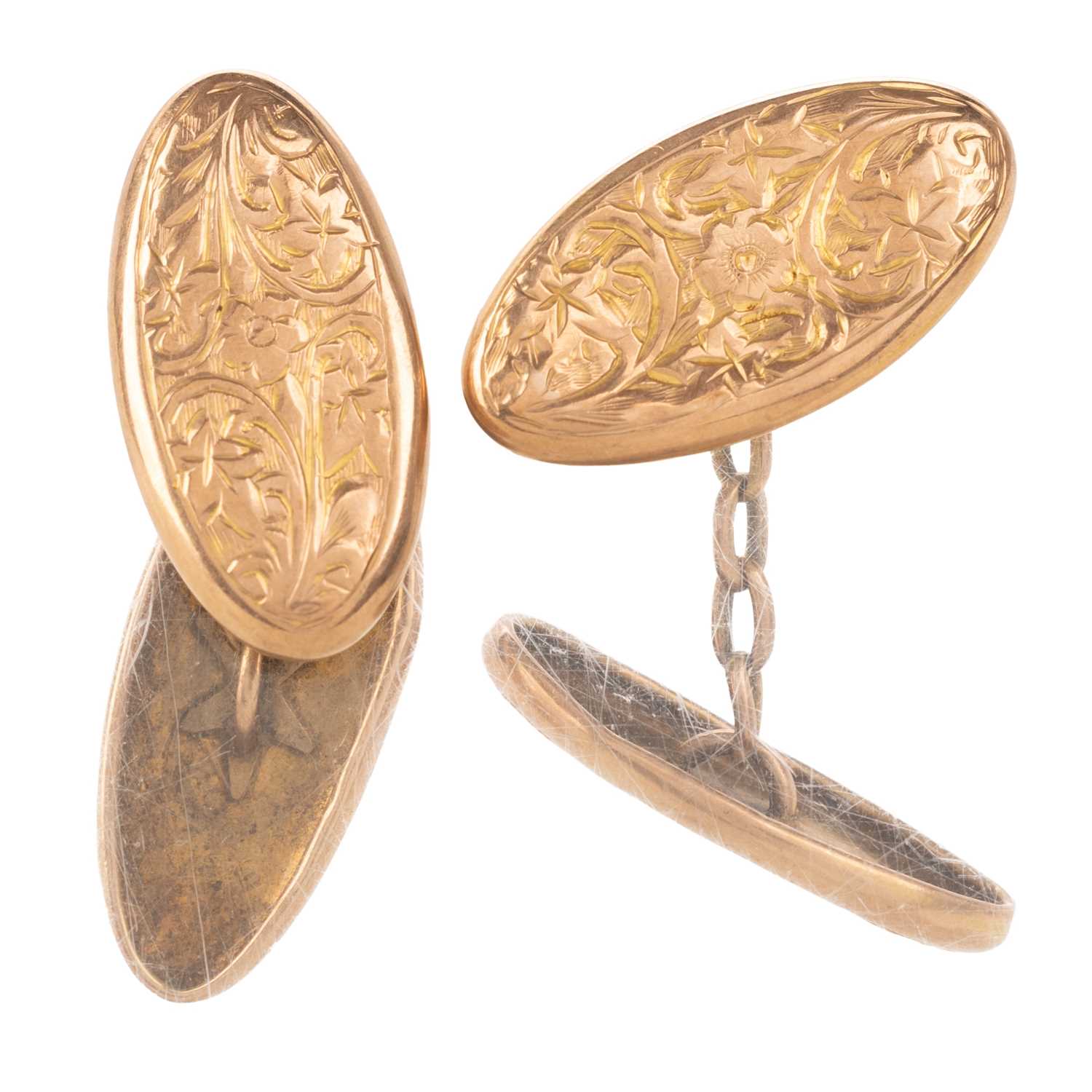 Lot 421 - PAIR OF OVAL CUFFLINKS