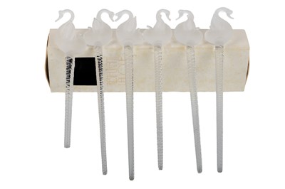 Lot 1223 - SET OF SIX LALIQUE GLASS COCKTAIL STICKS