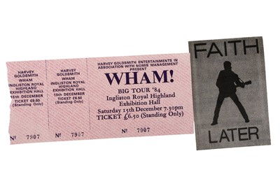 Lot 357 - GEORGE MICHAEL “FAITH” TOUR PASS+WHAM! 1984 UK CONCERT TICKET
