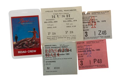 Lot 362 - RUSH-UK CONCERT TICKETS & ROAD CREW PASS – ORIGINAL
