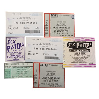 Lot 363 - SEX PISTOLS-BACKSTAGE PASS & CONCERT TICKETS COLLECTION-ORIGINAL