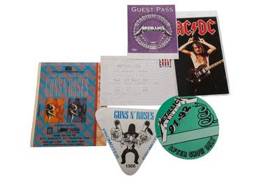 Lot 365 - “GUNS N ROSES / METALLICA / AC/DC TOUR PASSES & TICKETS-ROCK MEMORABILIA”