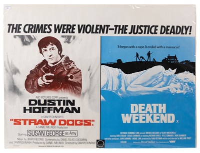 Lot 266 - STRAW DOGS AND DEATH WEEKEND ORIGINAL DOUBLE FEATURE BRITISH QUAD POSTER