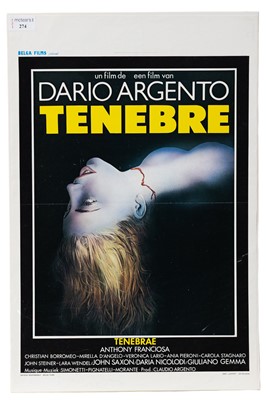 Lot 274 - TENEBRE ORIGINAL RELEASE BELGIAN CINEMA POSTER