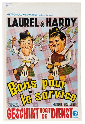 Lot 280 - LAUREL AND HARDY-BONNIE SCOTLAND-RE-RELEASE BELGIAN POSTER