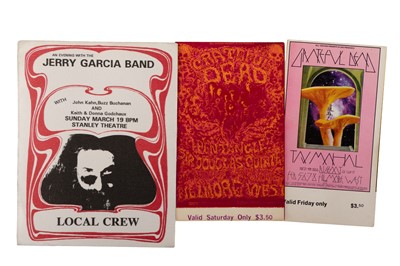 Lot 368 - GRATEFUL DEAD & JERRY GARCIA BAND ORIGINAL CONCERT TICKETS AND CREW PASS