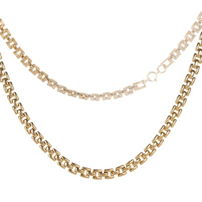 Lot 446 - YELLOW GOLD BOX CHAIN NECKLACE