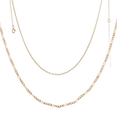 Lot 446 - YELLOW GOLD BOX CHAIN NECKLACE