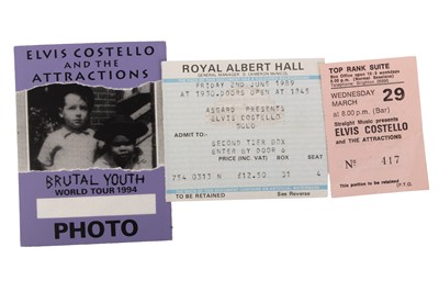 Lot 372 - ELVIS COSTELLO -TICKETS & TOUR PASS COLLECTION