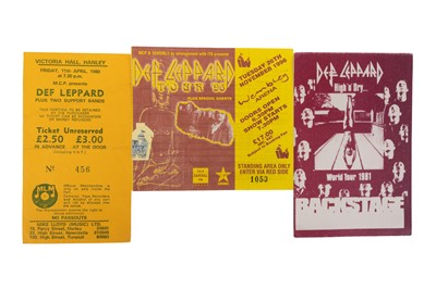 Lot 378 - DEF LEPPARD – EARLY CONCERT TICKET & TOUR PASSES COLLECTION