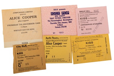Lot 392 - KISS / ALICE COOPER / IGGY POP - VINTAGE ROCK CONCERT TICKETS COLLECTION