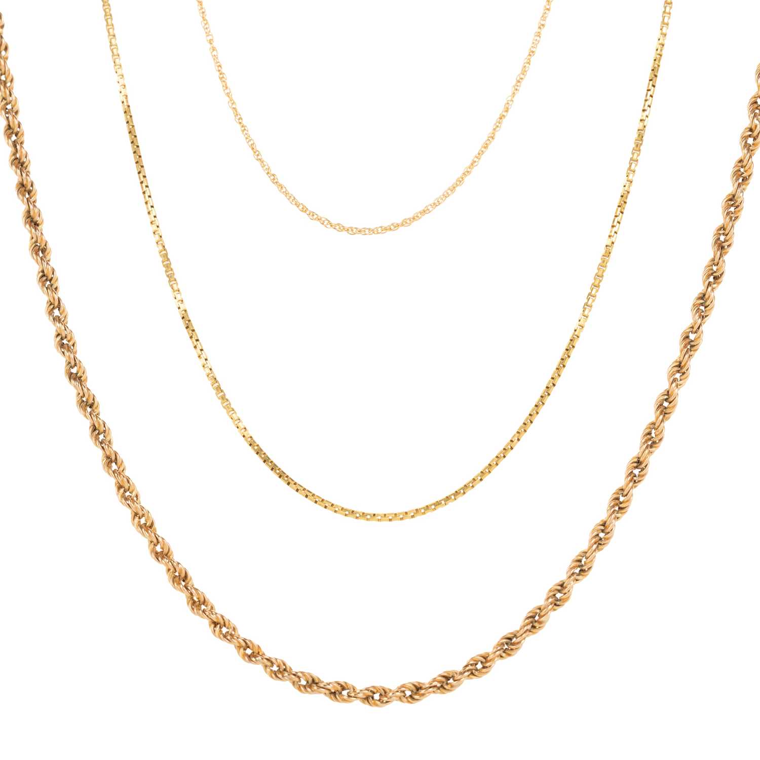 Lot 451 - THREE GOLD CHAINS