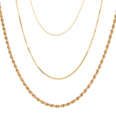Lot 451 - THREE GOLD CHAINS