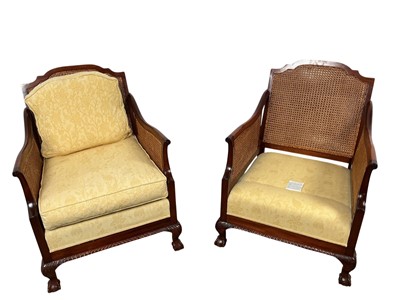 Lot 401 - MAHOGANY DOUBLE CANE BERGERE SETTEE