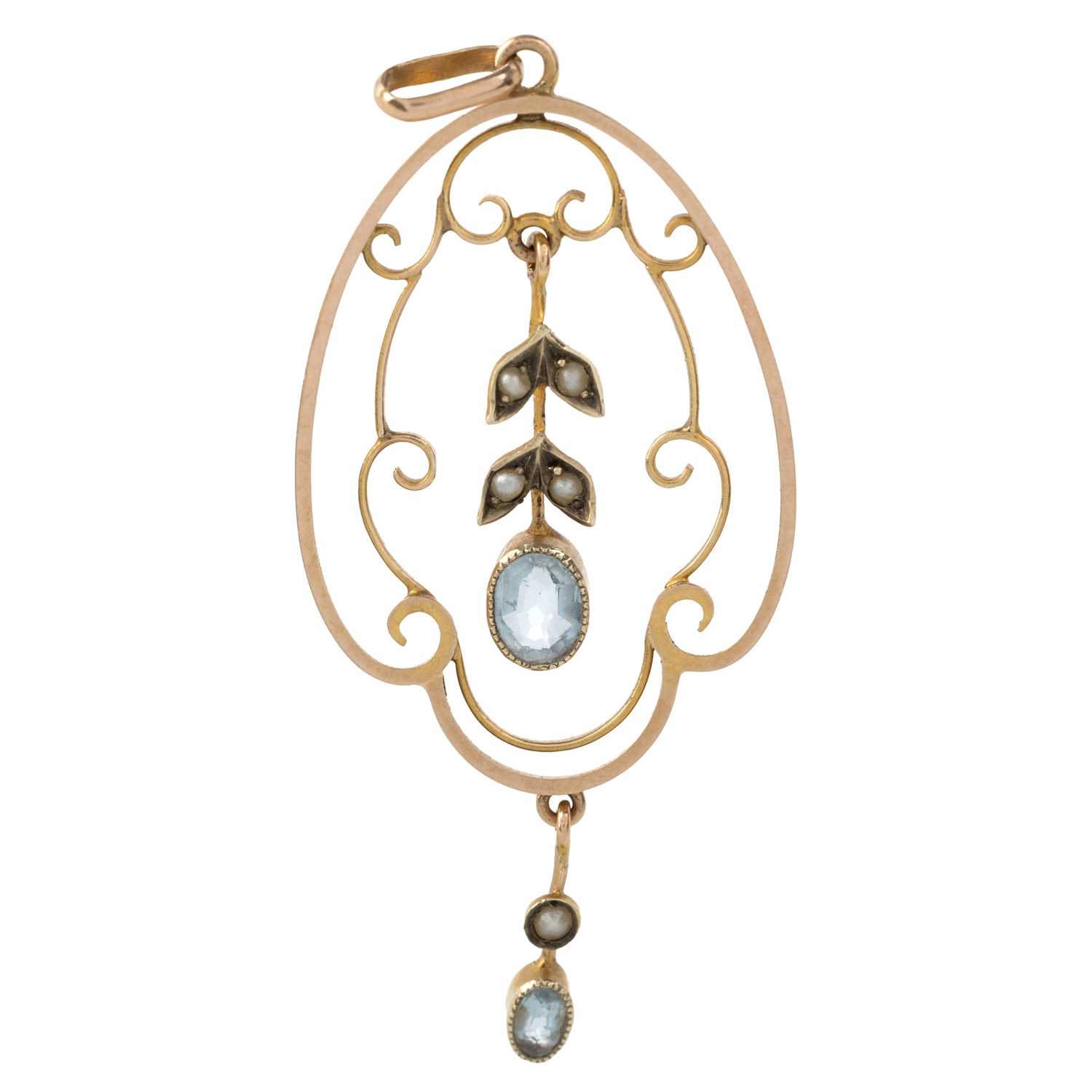 Lot 484 - TOPAZ AND PEARL PENDANT