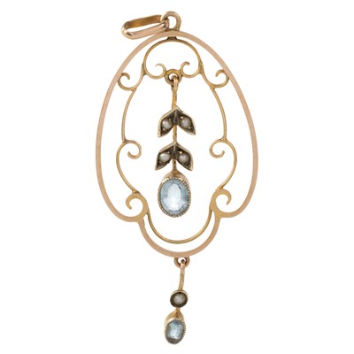 Lot 484 - TOPAZ AND PEARL PENDANT