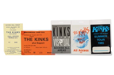 Lot 407 - THE KINKS -COLLECTION OF VINTAGE CONCERT TICKETS AND TOUR PASSES