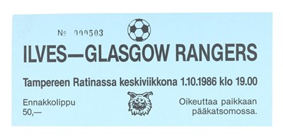 Lot 1670 - ILVES TAMPERE F.C. V RANGERS F.C. UEFA CUP MATCH TICKET