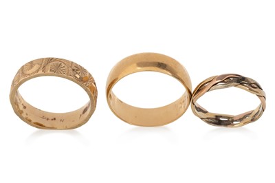 Lot 490 - THREE GOLD RINGS