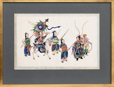 Lot 819 - FIVE CHINESE RICE PAPER DRAWINGS