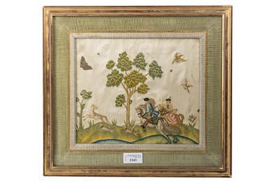 Lot 1343 - QUEEN ANNE SILK NEEDLEWORK PANEL