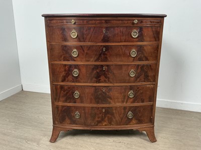 Lot 1350 - VICTORIAN MAHOGANY BOWFRONTED CHEST OF DRAWERS