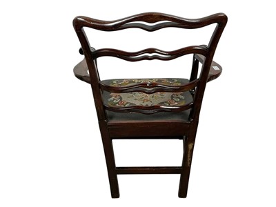 Lot 1351 - VICTORIAN MAHOGANY LADDERBACK ELBOW CHAIR