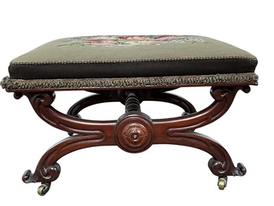 Lot 1355 - VICTORIAN MAHOGANY X FRAME STOOL