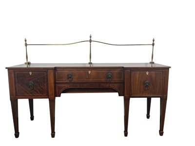 Lot 1360 - GEORGE III INLAID MAHOGANY BREAKFRONT SIDEBOARD