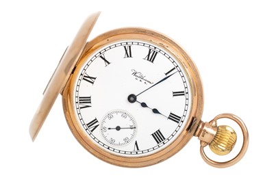 Lot 831 - WALTHAM GOLD HALF HUNTER POCKET WATCH
