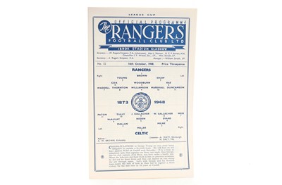 Lot 1689 - RANGERS F.C. V CELTIC F.C. LEAGUE CUP MATCHDAY PROGRAMME