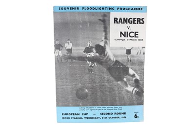 Lot 1692 - RANGERS F.C. V NICE F.C. EUROPEAN CUP SECOND ROUND MATCHDAY PROGRAMME