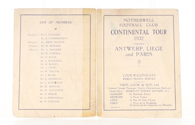 Lot 1705 - MOTHERWELL FOOTBALL CLUB CONTINENTAL TOUR PROGRAMME
