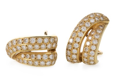 Lot 603 - PAIR OF DIAMOND HALF HOOP EARRINGS